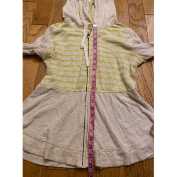 Saturday Sunday Women's yellow Striped beige Hooded Zip-Up Jacket Size Medium - Picture 6 of 10